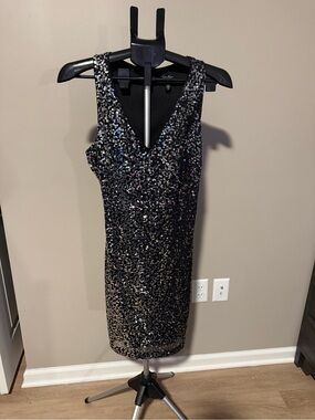 Jessica Simpson Black Sequin Midi Dress